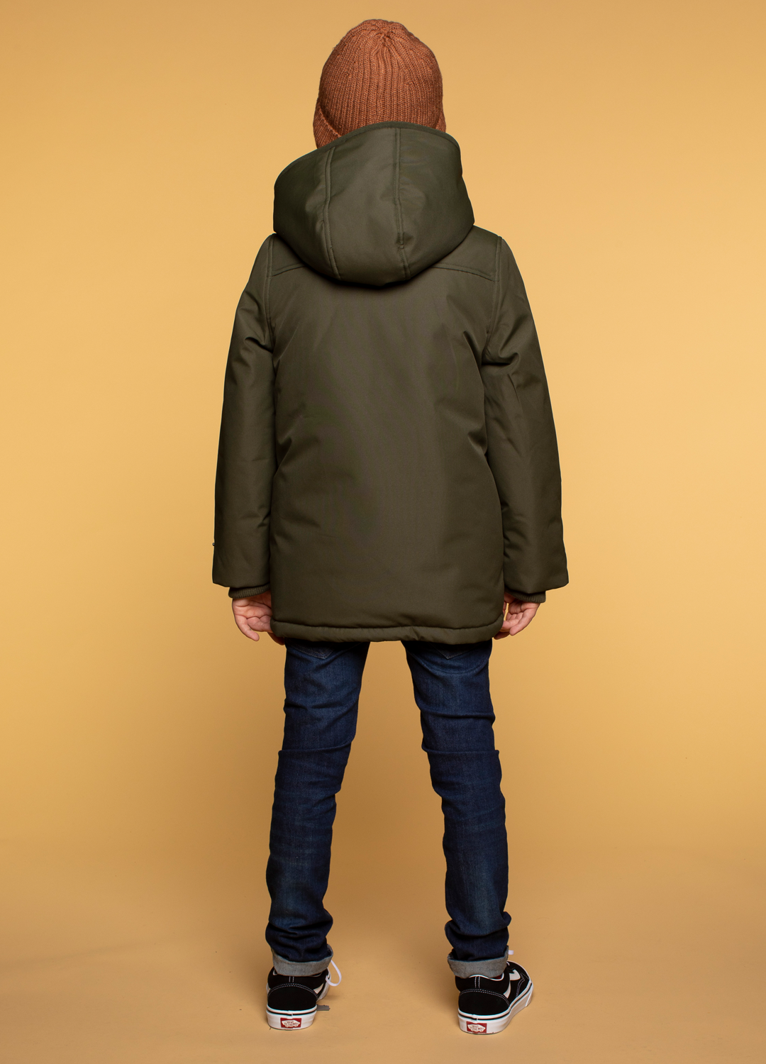 Parka in solid color green