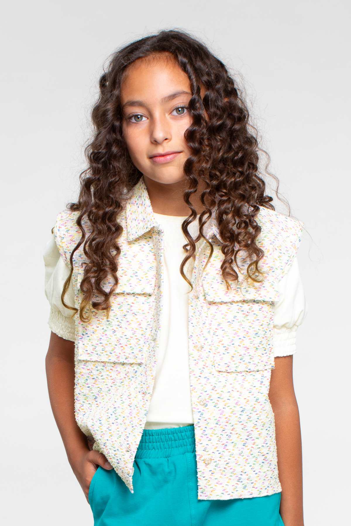 Girls bouclé waistcoat