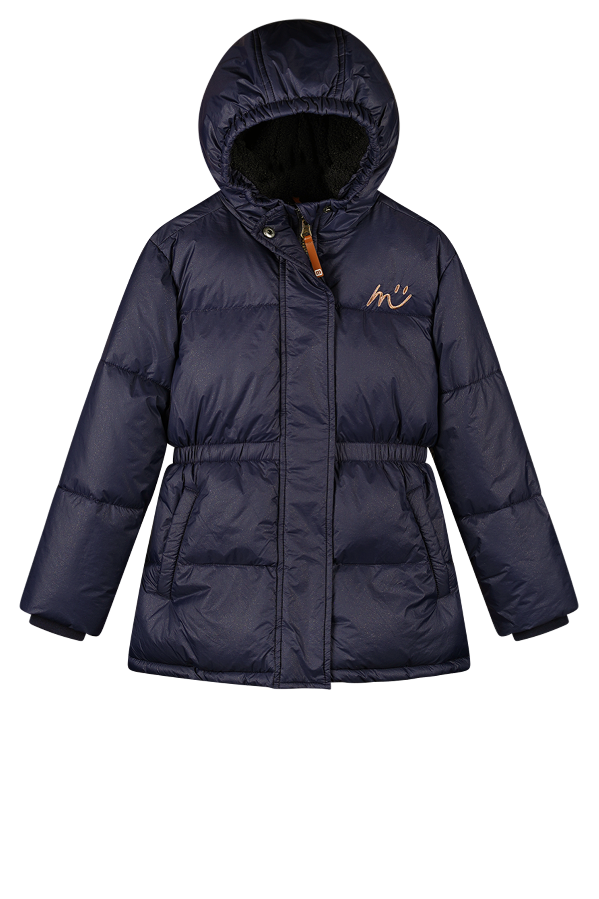 JUNA puffer met glitterstof navy