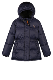 JUNA puffer met glitterstof navy