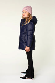 JUNA puffer met glitterstof navy