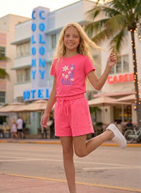 SISLEY rosa Blumen-T-Shirt - Diva Pink / 110-116