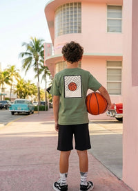 LEWIS B-ball Slam-dunk T-shirt - Cool Khaki / 86-92