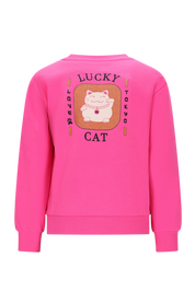 SKY Lucky Cat sweater -neon roze-