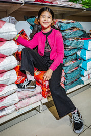 VIVA gebreid vestje -neon roze-