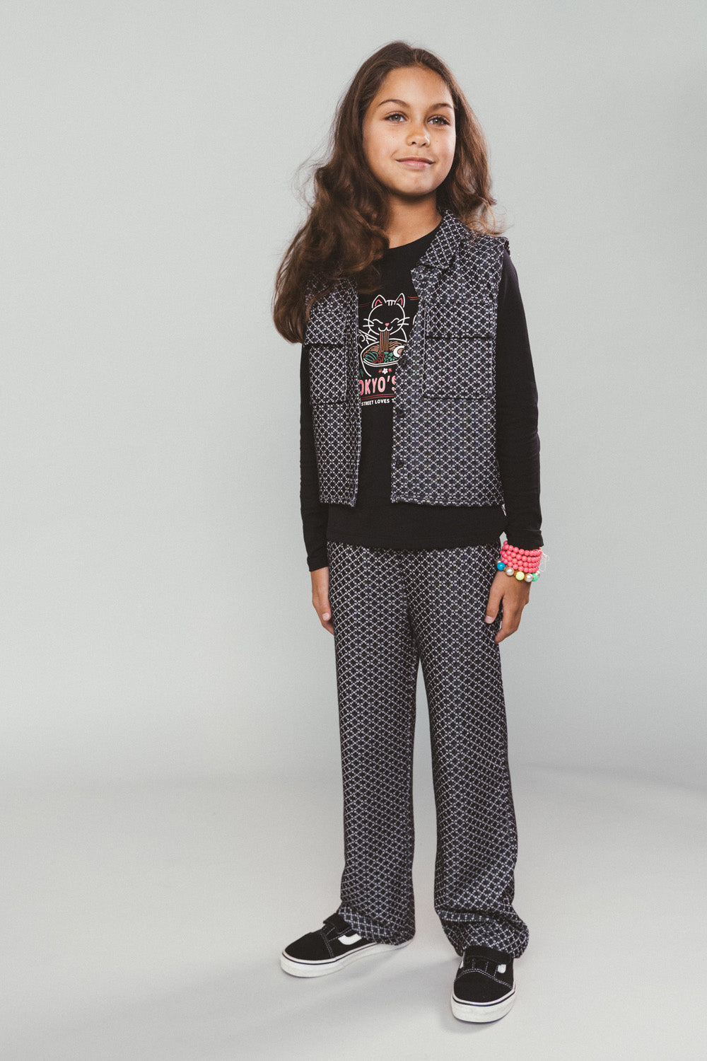 BELLE jacquard pants -zwart-
