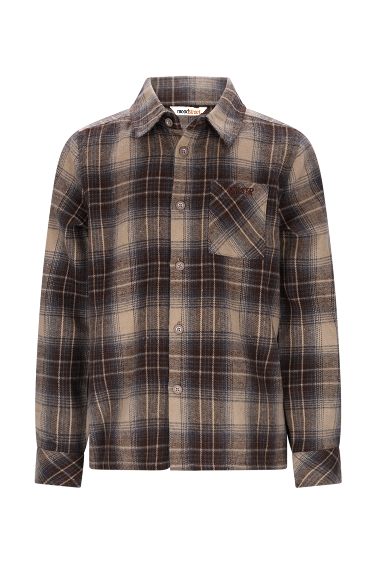 OLIVER geruit shirt -zand-
