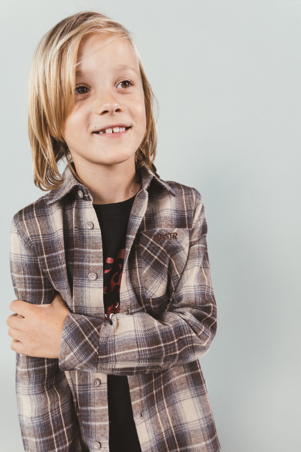 OLIVER geruit shirt -zand-