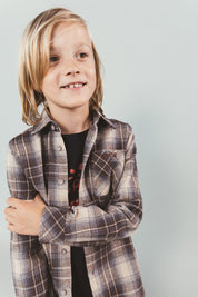 OLIVER geruit shirt -zand-