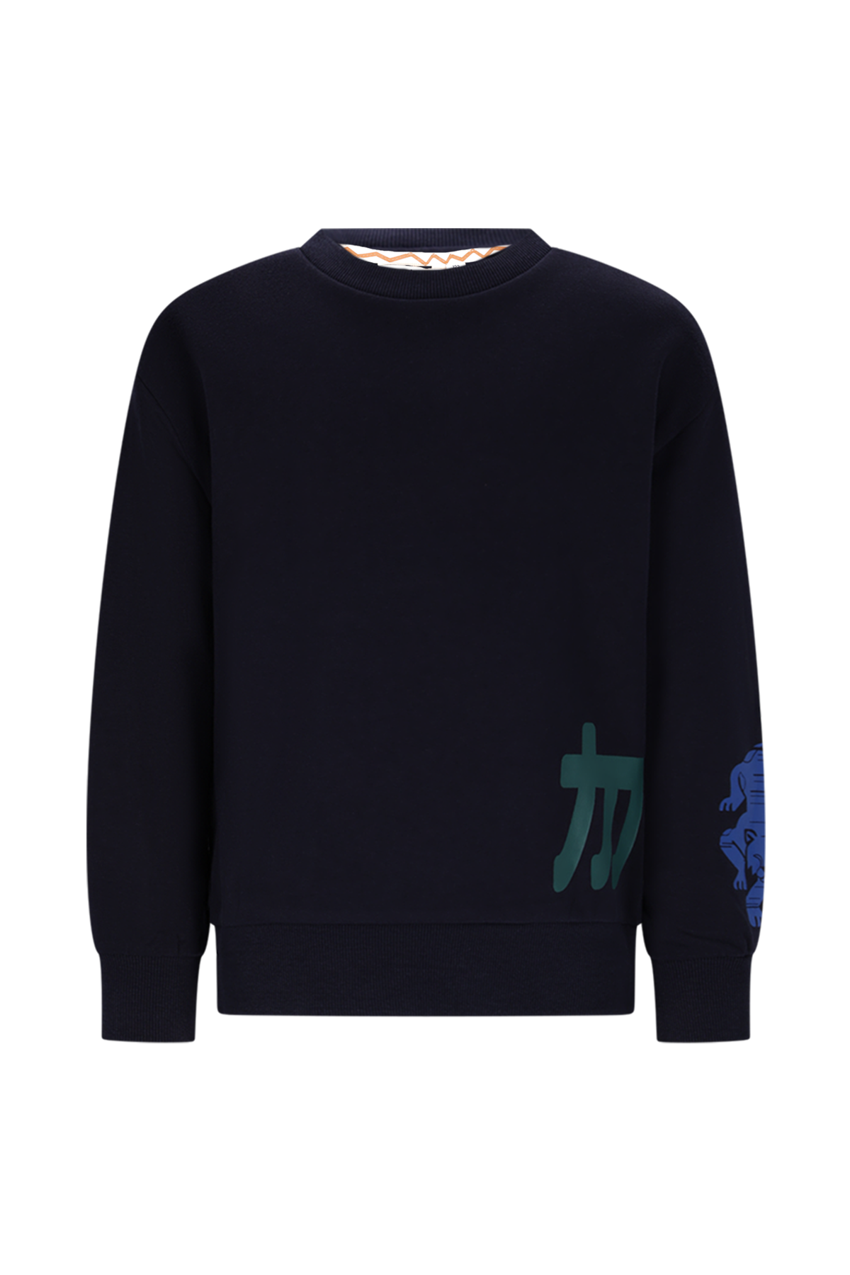 SIMON side print sweater -blauw-