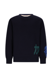 SIMON side print sweater -blauw-