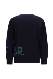 SIMON side print sweater -blauw-