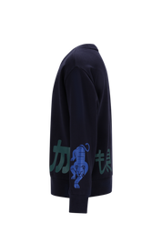 SIMON side print sweater -blauw-